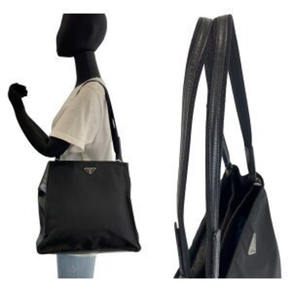 Prada Black Tote Triangular Tessuto Shoulder Nylo… - image 6